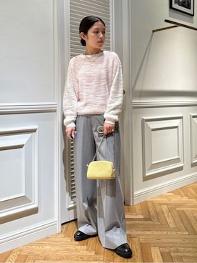 「DRESSTERIOR（ドレステリア）の【ウォッシャブル】コットンシルクフレンチスリーブニット（ニット/セーター、レッド系）」を使った、lmfloresさん（レディース・150cm）の春コーディネート