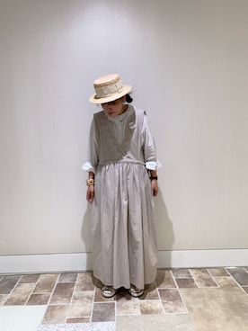 「オフホワイト」｜「アイテム（ワンピース/ドレス）」を使った、MORIさん（レディース・155cm）の夏コーディネート