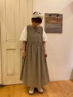 「バルーン袖」｜「アイテム（ワンピース/ドレス）」を使った、MORIさん（レディース・155cm）の夏コーディネート