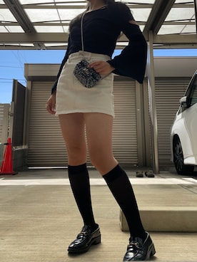 「earth music&ecology（アースミュージックアンドエコロジー）のアイテム（ニット/セーター、ブラック系）」を使った、nnchan さん（レディース・161cm）の秋コーディネート