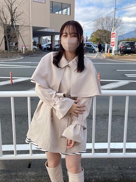 「ケープコート」｜「アイテム（トレンチコート）」を使った、miyu《骨格ストレート/ブルベ》さん（レディース・152cm）の冬コーディネート