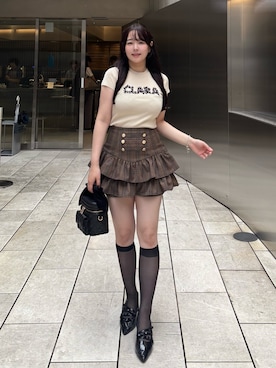 「one after another NICE CLAUP（ワンアフターアナザーナイスクラップ）のアイテム（ニット/セーター）」を使った、miyu《骨格ストレート/ブルベ》さん（レディース・152cm）の夏コーディネート