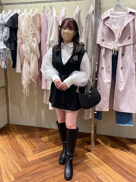 「ジレ」｜「アイテム（ブルゾン）」を使った、miyu《骨格ストレート/ブルベ》さん（レディース・152cm）の冬コーディネート