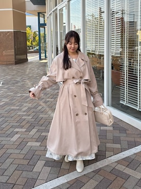 「one after another NICE CLAUP（ワンアフターアナザーナイスクラップ）のアイテム（トレンチコート）」を使った、miyu《骨格ストレート/ブルベ》さん（レディース・152cm）の春コーディネート
