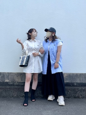 「nice claup」｜「アイテム（帽子）」を使った、miyu《骨格ストレート/ブルベ》さん（レディース・152cm）の夏コーディネート