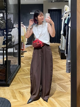 「JEANASIS（ジーナシス）の【接触冷感】コットンテンジクツイストNS（Tシャツ/カットソー、ホワイト系）」を使った、osumisanさん（レディース・164cm）の夏コーディネート