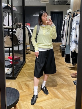 「JEANASIS（ジーナシス）のナイロンポケットバックパック/637893（バックパック/リュック、グリーン系）」を使った、osumisanさん（レディース・164cm）の春コーディネート