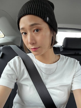 「JEANASIS（ジーナシス）のウォッシュドニットビーニー/494602（ニットキャップ/ビーニー）」を使った、osumisanさん（レディース・164cm・30代）の夏コーディネート