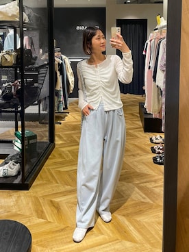 「JEANASIS（ジーナシス）の【Casselini】メタリッククロシェBAG/622326（ショルダーバッグ、シルバー系）」を使った、osumisanさん（レディース・164cm）の春コーディネート