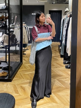 「JEANASIS（ジーナシス）の【Casselini】メタリッククロシェBAG/622326（ショルダーバッグ、シルバー系）」を使った、osumisanさん（レディース・164cm）の春コーディネート