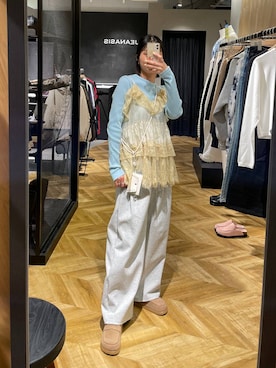 「JEANASIS（ジーナシス）のカードケースツキスマホショルダー/638331（スマホグッズ、ホワイト系）」を使った、osumisanさん（レディース・164cm）の春コーディネート