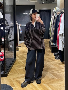 「アイテム（ポロシャツ）」を使った、osumisanさん（レディース・164cm）の冬コーディネート