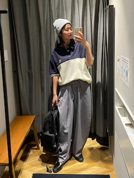 「JEANASIS（ジーナシス）のナイロンポケットバックパック/637893（バックパック/リュック、ブラック系）」を使った、osumisanさん（レディース・164cm）の春コーディネート