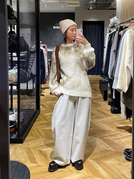 「アイテム（ニットキャップ/ビーニー）」を使った、osumisanさん（レディース・164cm・30代）の秋コーディネート