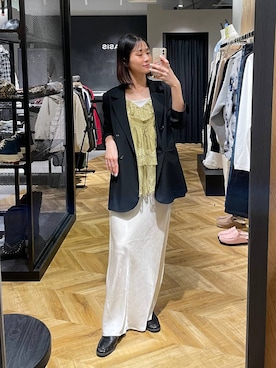 「JEANASIS（ジーナシス）のチビラメカップインキャミ/600025（キャミソール、ホワイト系）」を使った、osumisanさん（レディース・164cm）の春コーディネート