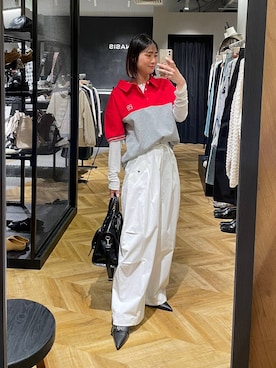 「JEANASIS（ジーナシス）のセミシアーリブヘンリー LS/326122（Tシャツ/カットソー、ホワイト系）」を使った、osumisanさん（レディース・164cm）の春コーディネート