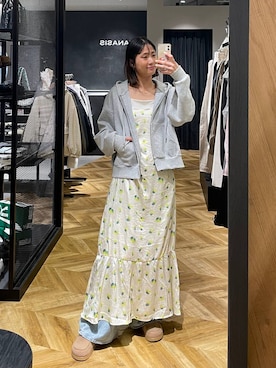 「JEANASIS（ジーナシス）のチビラメカップインキャミ/600025（キャミソール、ホワイト系）」を使った、osumisanさん（レディース・164cm）の春コーディネート