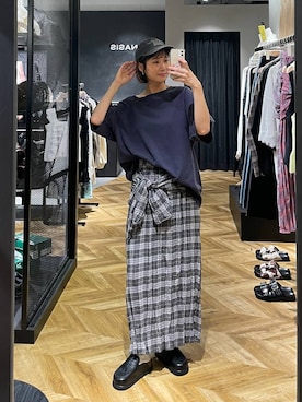 「JEANASIS（ジーナシス）のクロッグローファー/638847（ローファー、ブラック系）」を使った、osumisanさん（レディース・164cm）の春コーディネート