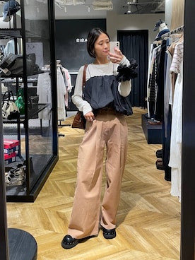 「JEANASIS（ジーナシス）のボリュームレースシュシュ/577846（シュシュ）」を使った、osumisanさん（レディース・164cm）の秋コーディネート