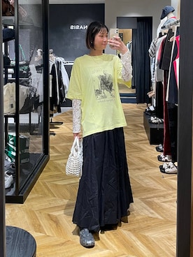「JEANASIS（ジーナシス）の2WAYスリットレースLS TEE/652649（Tシャツ/カットソー、ホワイト系）」を使った、osumisanさん（レディース・164cm）の春コーディネート