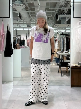 「ROSE BUD（ローズバッド）のROSE BUD BEANIE（ニットキャップ/ビーニー、グレー系）」を使った、jinko_roseさん（レディース・165cm）の夏コーディネート