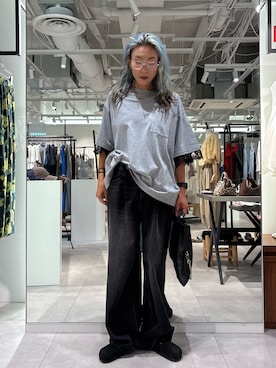 「ROSE BUD（ローズバッド）のLACE DOCKING BIG TEE（Tシャツ/カットソー、グレー系）」を使った、jinko_roseさん（レディース・165cm）の夏コーディネート