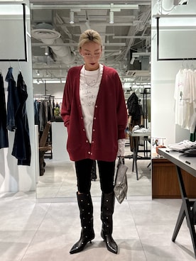 「ROSE BUD（ローズバッド）のLACE SLEEVE LAYERED TEE（Tシャツ/カットソー、ホワイト系）」を使った、jinko_roseさん（レディース・165cm）の秋コーディネート