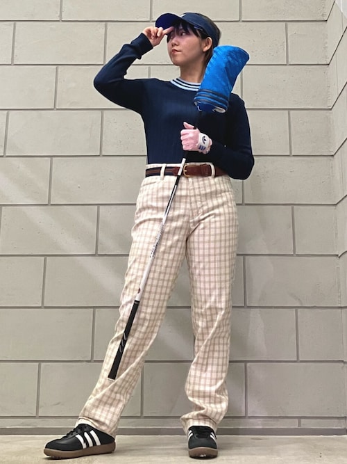 レディース ゴルフ ワイドパンツ 赤黒チェック オリジナルスゴルフ チェック ワイドパンツ【adidas Golf