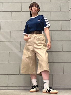 ジェニ着用【adidas x FIORUCCI】デニムトラックパンツ　M　ワイド adidas（アディダス）の「【adidas x FIORUCCI】デニムトラック