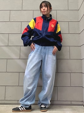「adidas（アディダス）のスペイン代表 エキップメント トラックトップ（トップス、ブルー系）」を使った、N.Kさん（レディース・156cm）の夏コーディネート