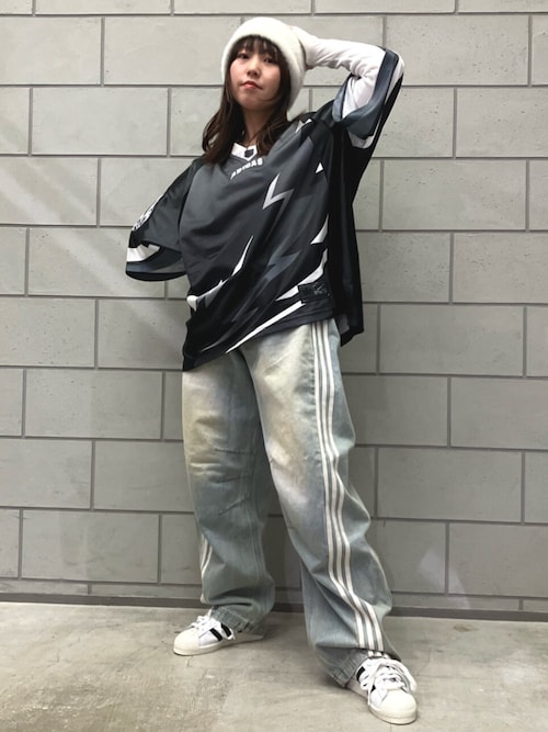 Adilenium シーズン 3 バナナフィット ウォッシュドデニムパンツ 