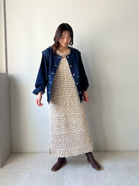 「Bab（バブ）の【お気に入り登録6.9万人！】【サイズ展開あり】クロシェロングワンピース（ワンピース）」を使った、yuukaさん（レディース・163cm）の冬コーディネート