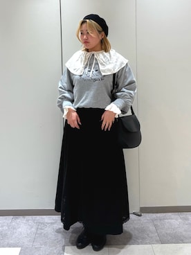 「ネコ」｜「アイテム（帽子）」を使った、nanaさん（レディース・157cm）の春コーディネート