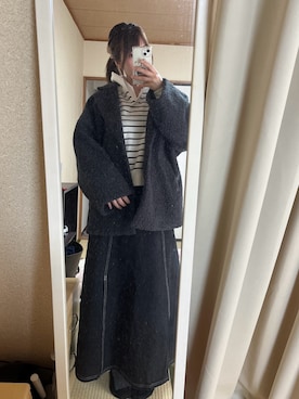 「GRL（グレイル）のアイテム（トップス、ホワイト系）」を使った、milky12032さん（レディース・165cm）の冬コーディネート