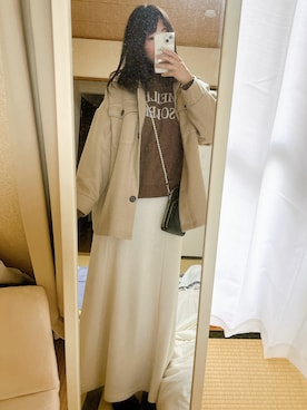 「しまむら（シマムラ）のアイテム（パーカー、ブラウン系）」を使った、milky12032さん（レディース・165cm）の春コーディネート