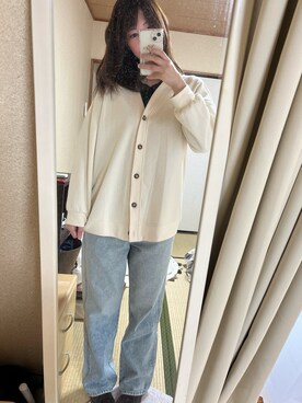 「しまむら（シマムラ）のアイテム（デニムパンツ、ブルー系）」を使った、milky12032さん（レディース・165cm）の冬コーディネート