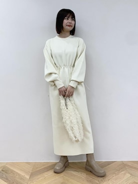 「ADAM ET ROPE'（アダムエロペ）の［新色追加］トラックソールストレッチブーツ（ブーツ、ベージュ系）」を使った、ONOさん（レディース・161cm）の夏コーディネート