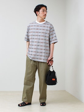 「UNIVERSAL OVERALL（ユニバーサルオーバーオール）のアイテム」を使った、OKAさん（メンズ・175cm）の春コーディネート