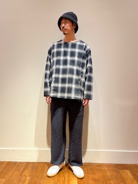 「カットオフ」｜「アイテム（帽子）」を使った、OKAさん（メンズ・175cm）の春コーディネート