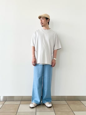 「GEVACO」｜「アイテム（ハンチング/ベレー帽）」を使った、OKAさん（メンズ・175cm）の夏コーディネート
