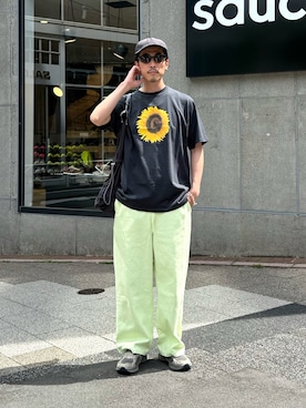 「A.Kjaerbede（エキアビド）の【A.kjaerbede/エキアビド】CHARLIE（サングラス、ブラック系）」を使った、OKAさん（メンズ・175cm）の春コーディネート