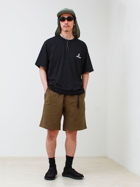 「Gramicci（グラミチ）の【GRAMICCI/グラミチ】ワンポイントロゴTEE（Tシャツ/カットソー、ブラック系）」を使った、OKAさん（メンズ・175cm）の春コーディネート