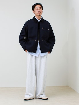 「Traditional Weatherwear（トラディショナルウェザーウェア）の【Traditional WeatherWear】WORK JACKET 002 ZIP（ブルゾン、ブルー系）」を使った、OKAさん（メンズ・175cm）の夏コーディネート