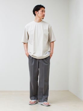 「GLOSTER（グロスター）のアイテム（パンツ）」を使った、OKAさん（メンズ・175cm）の春コーディネート