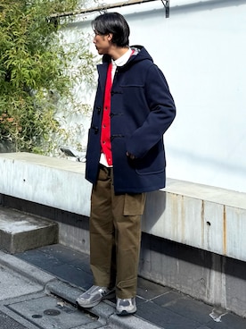 「アイテム（ダッフルコート）」を使った、OKAさん（メンズ・175cm）の秋コーディネート