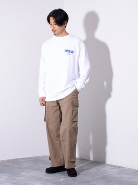 「GOOD ROCK SPEED（グッドロックスピード）の【GOOD ROCK SPEED/グッドロックスピード】別注ロンT バンド バンT（Tシャツ/カットソー）」を使った、OKAさん（メンズ・175cm）の秋コーディネート