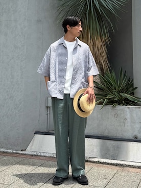 「GLOSTER（グロスター）のアイテム（トップス）」を使った、OKAさん（メンズ・175cm）の夏コーディネート