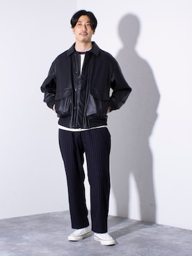 「GLOSTER（グロスター）のアイテム（ブルゾン）」を使った、OKAさん（メンズ・175cm）の秋コーディネート