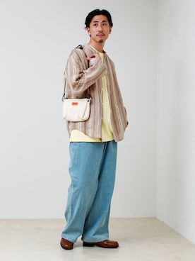 「UNIVERSAL OVERALL（ユニバーサルオーバーオール）のアイテム」を使った、OKAさん（メンズ・175cm）の春コーディネート