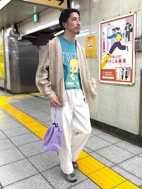 「GLOSTER（グロスター）のアイテム（トップス）」を使った、OKAさん（メンズ・175cm）の春コーディネート